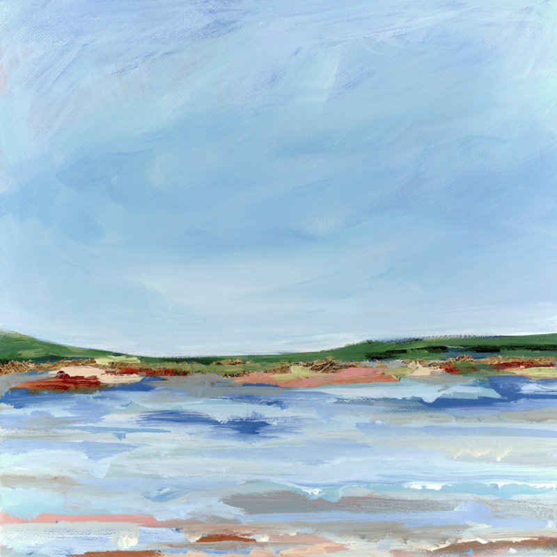 Abstract Coastal Serenity by Nicole Walsh — Landscape Wall Art, 36 × 36, Matted Framed Print, White