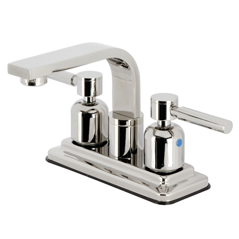 Kingston Brass Concord Two-Handle 2-Hole Deck Mount 4" Centerset Bathroom Faucet with Push Pop-Up, Polished Nickel