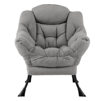 Sherpa Upholstered Accent Chair With Cozy Head Pillow