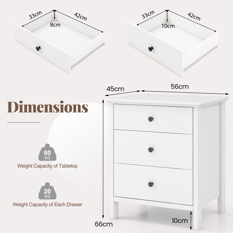 56cm W Bedside Table