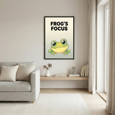 «Frog Focus», reproduction d'art sur toile tendue sur toile, ensemble de 1
