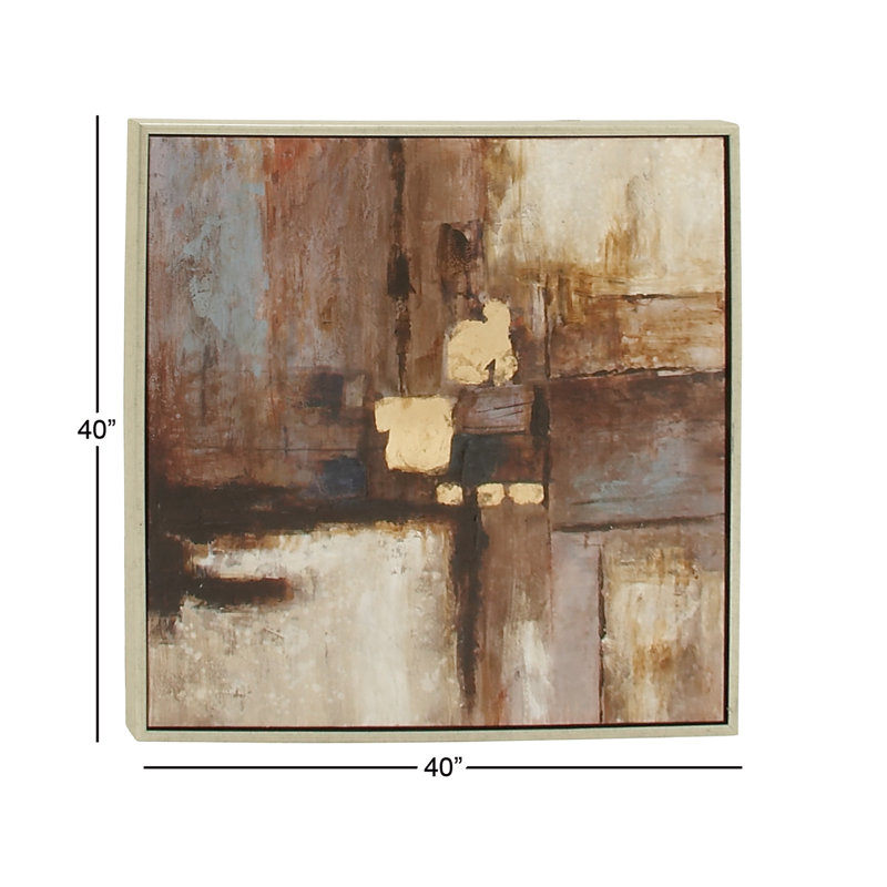 Canvas Abstract Brown Framed Wall Art with Silver Frame