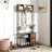Hall Tree With Bench And Shoe Storage, 5-In-1 Entryway Bench With Coat Rack, 3 Storage Compartments, 5 Coat Hooks, 2 Fabric Drawers, Distressed-813292103