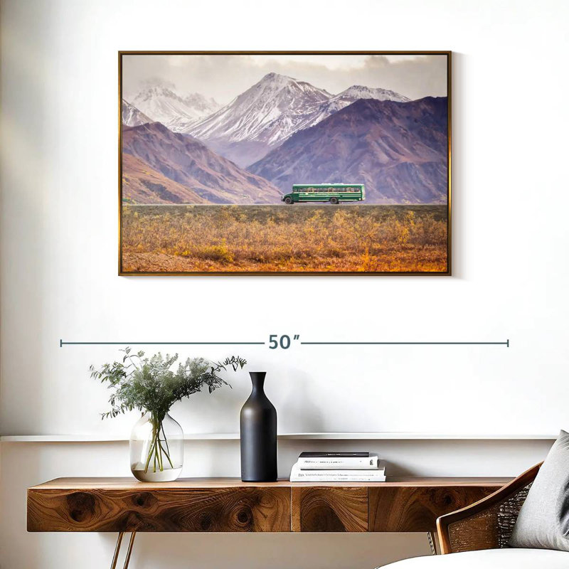 Denali Bus, 37" X 25", Floating Frame Gold