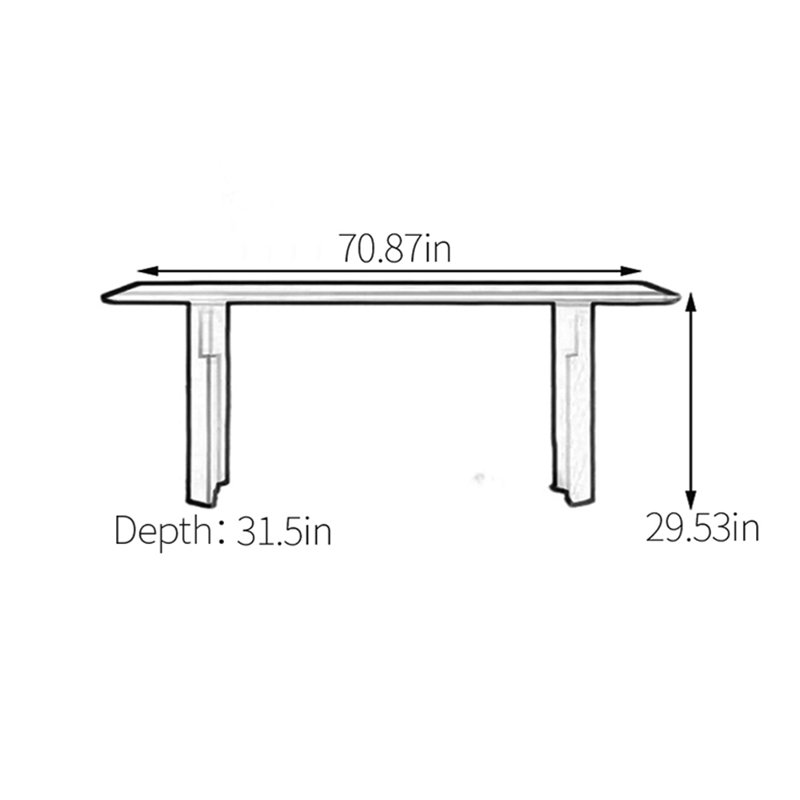 Table de salle à manger en bois de chêne fritté, H 29,53 po x L 70,87 po x l 31,5 po