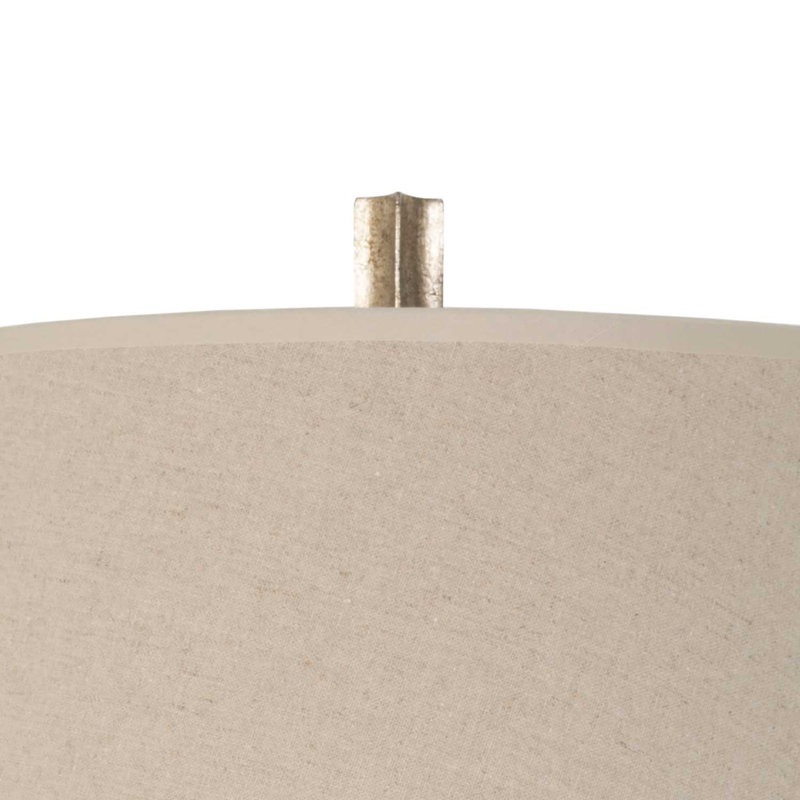 Antique Silver Wall Sconce with Natural Linen Shade