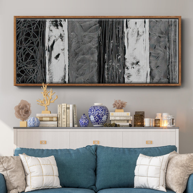 Nickel brossé imprimé abstrait I - toile encadrée, H 20 po x l 50 po