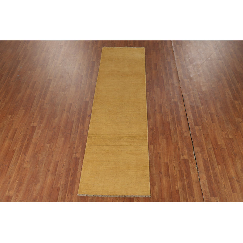 Tapis de couloir oriental jaune moderne Gabbeh 3 x 10