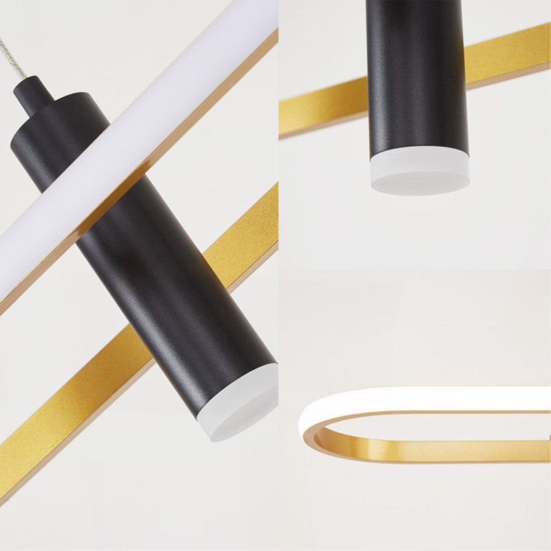 Luminaire suspendu 4 lumières DEL noir / doré à intensité variable [sans ampoule]