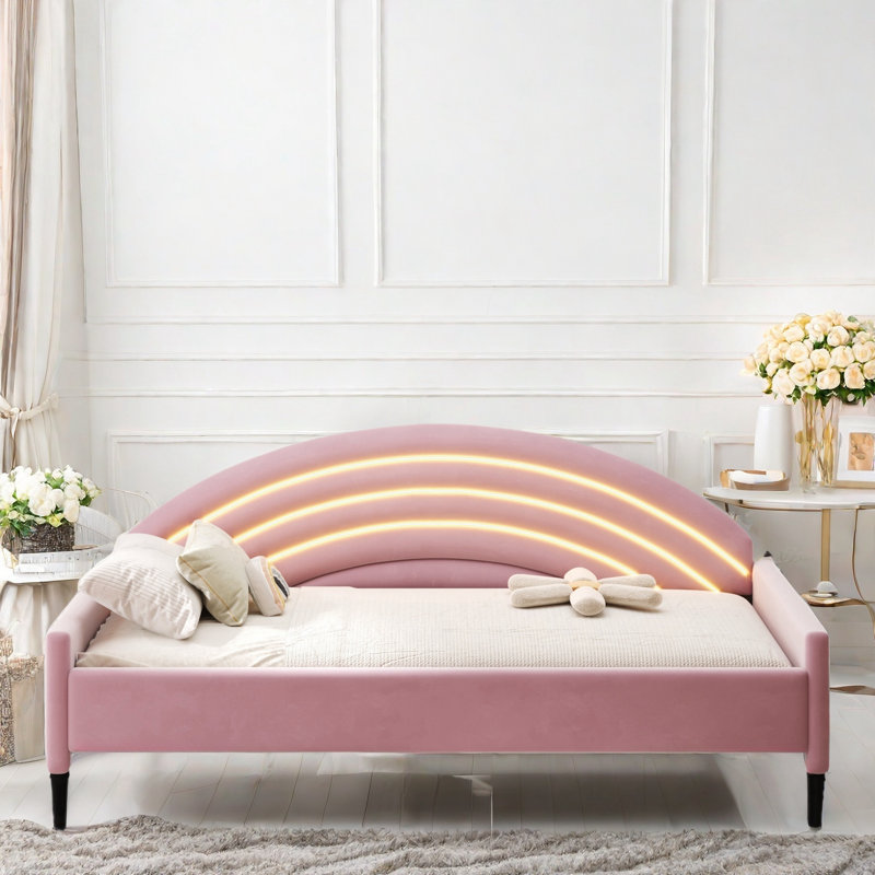 Lit de jour rembourré avec DEL Coury, Beige, Twin