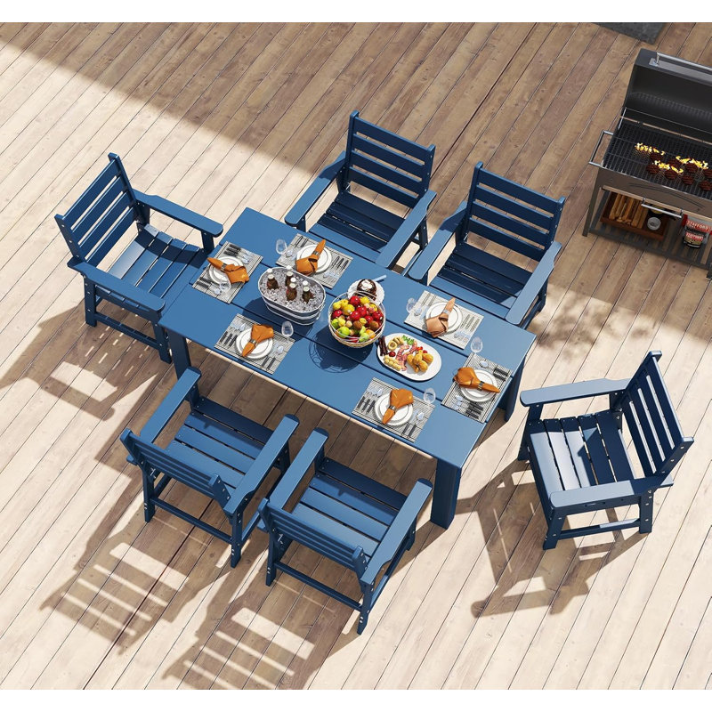 Ensemble repas d'extérieur 7 pièces toutes saisons, Bleu