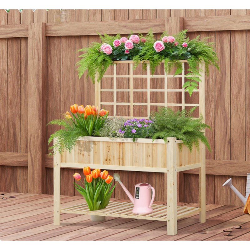 Jardinières rustiques en bois avec rangement, style campagne pour la maison et le jardin