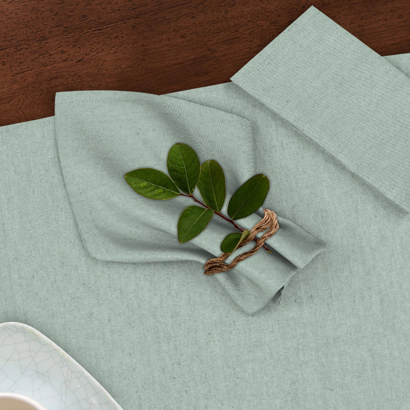 Poly Cotton Square Cloth Napkins Chambray Fabric, Army Green