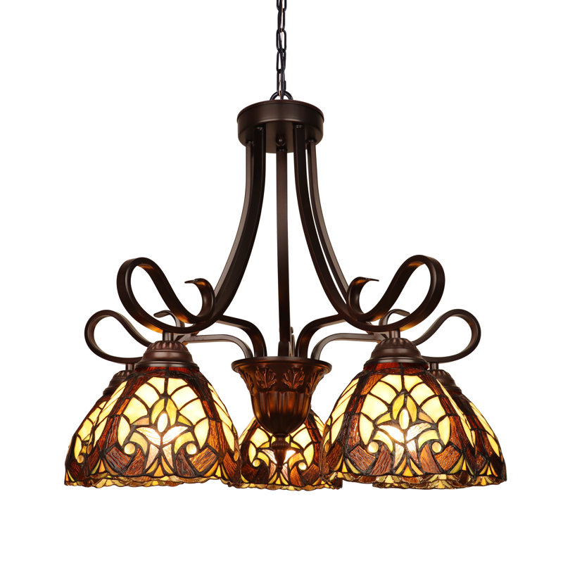 Victorian 5 - Light Glass Dimmable Classic / Traditional Chandelier