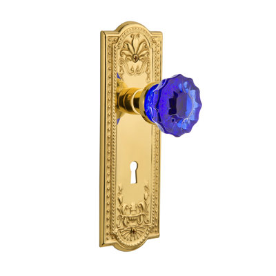 Meadows Plate with Decorative Keyhole and Crystal Cobalt Door Knob