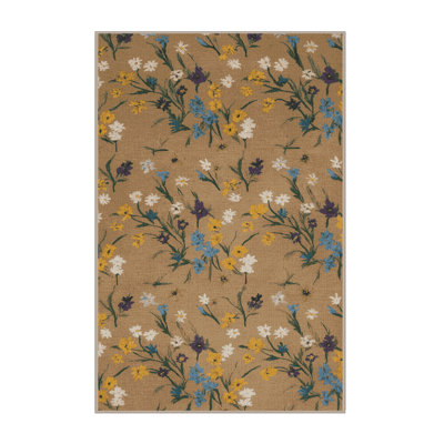 Washable Meadow Flowers Farm Area Rug