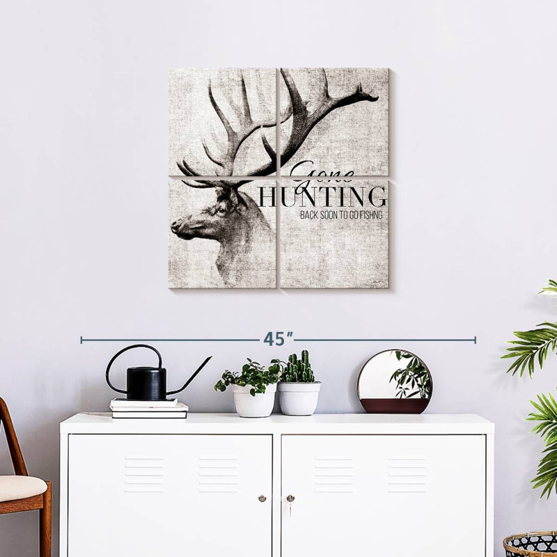 Brampt Gone Hunting And Fishing, 26" H x 26" W
