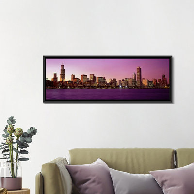 Skyline at Sunset, Chicago, Illinois, États-Unis - Reproduction de photo panoramique non encadrée