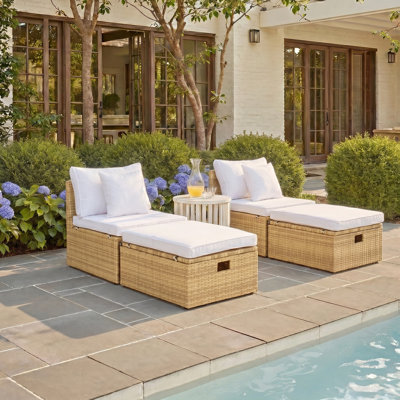 Chaise de patio avec coussins et repose-pieds Jannik Pramla