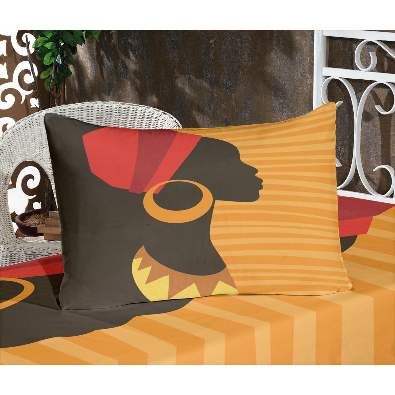 Drap-housse et coussin décoratif Ambesonne, souci brun foncé, Ensemble de draps pour taille de lit très grand +