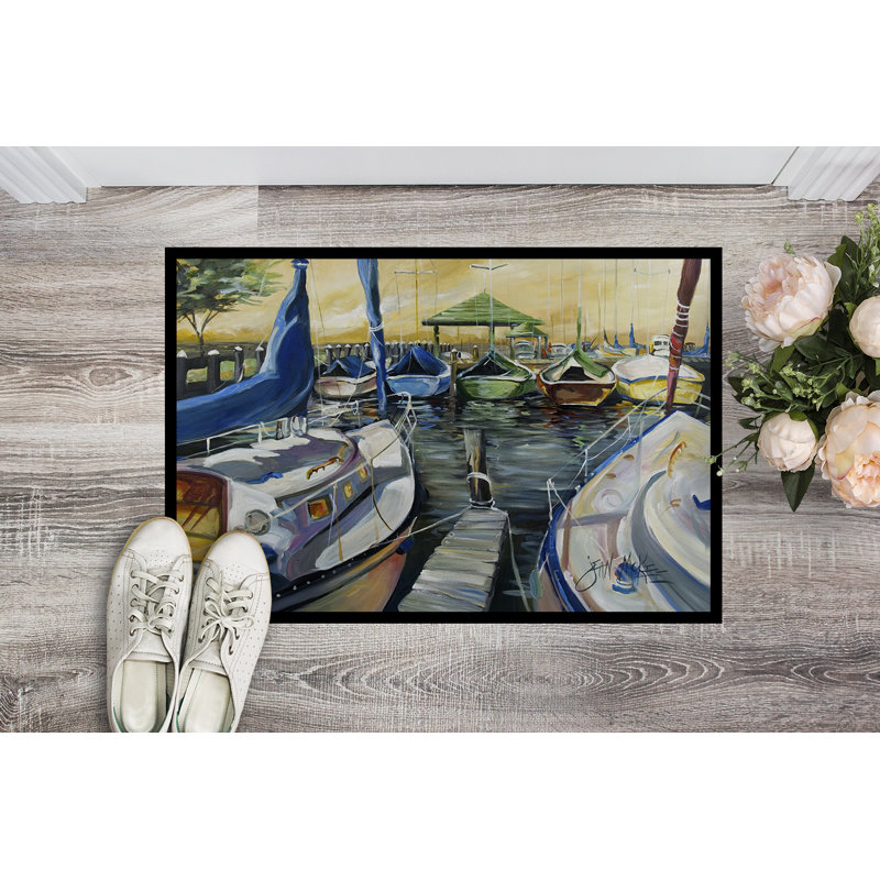 Tapis de porte d’intérieur anti-dérapant 7 bateaux voiliers, Rectangle 2 pi x 3 pi