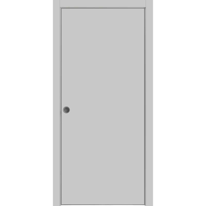 Panelled Wood Planum Sliding Closet Doors, 42" x 84", Matte Grey