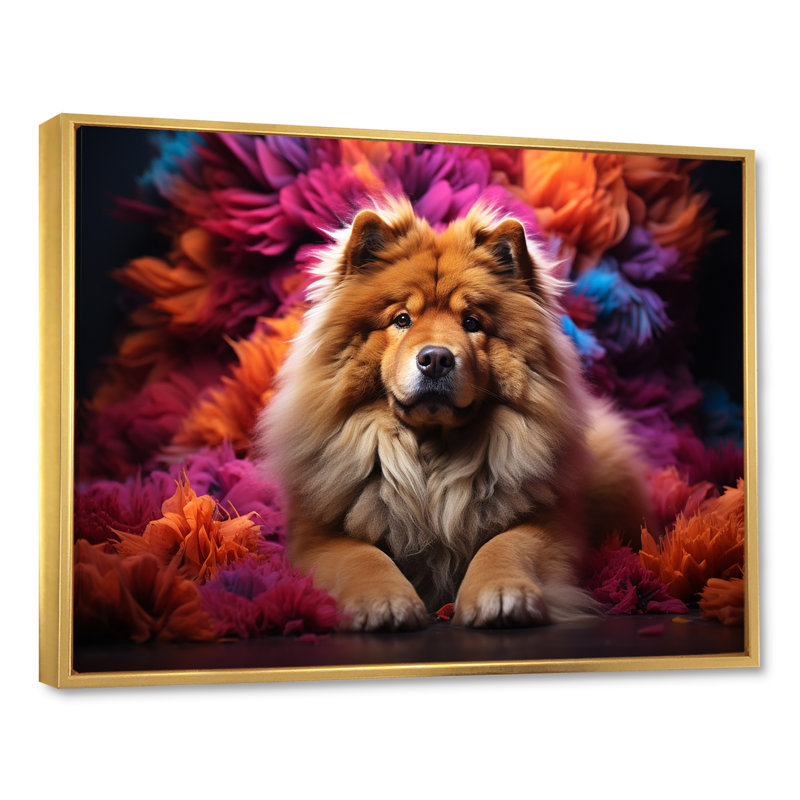 «Chow Chow Charm» sur impression sur toile, H 16 po x l 32 po x P 1 po, Cadre flottant noir