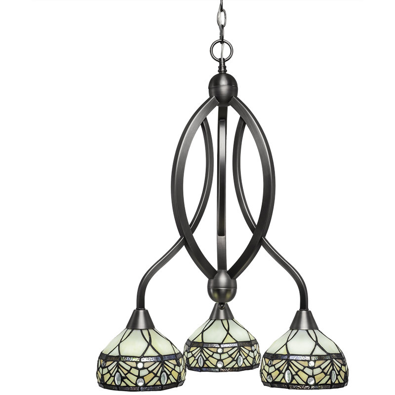 Lustre 3 lumières à abat-jour Eisenhauer, Nickel brossé