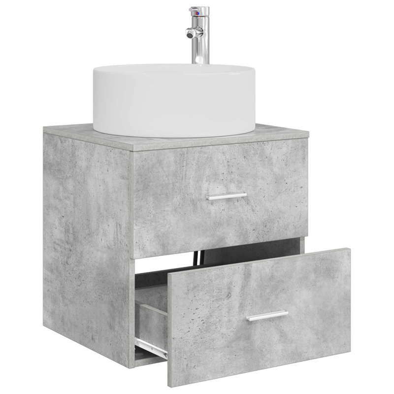 Single Bathroom Vanity with Ceramic Basin, Concrete Grey