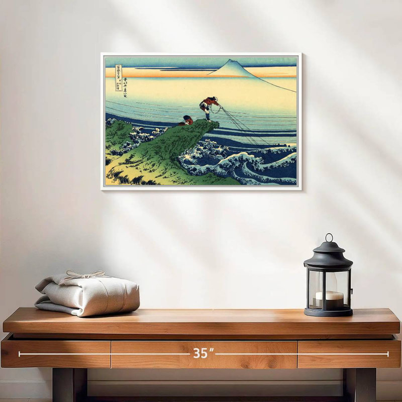 Kajikazawa dans la province de Kai, Cadre flottant blanc, 19 po x 13 po