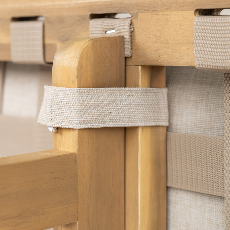 Canapé d'extérieur en bois d'acacia avec sangles et coussins tissés Lush