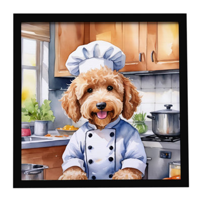 Goldendoodle The Chef Framed Metal Print