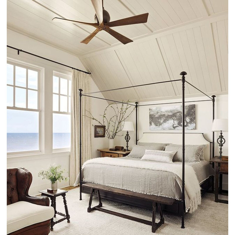 52" Irene 5-Blade Ceiling Fan with Wall Remote, Textured Bronze, Walnut, 52"