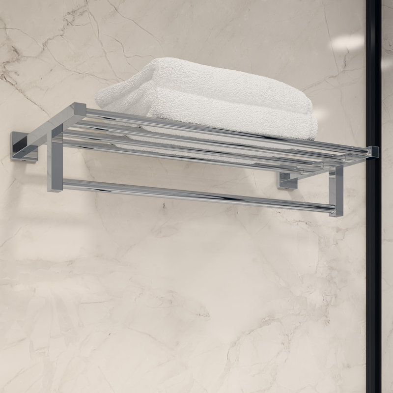 Duro 22 Inch Wall Mounted Towel Shelf, Chrome