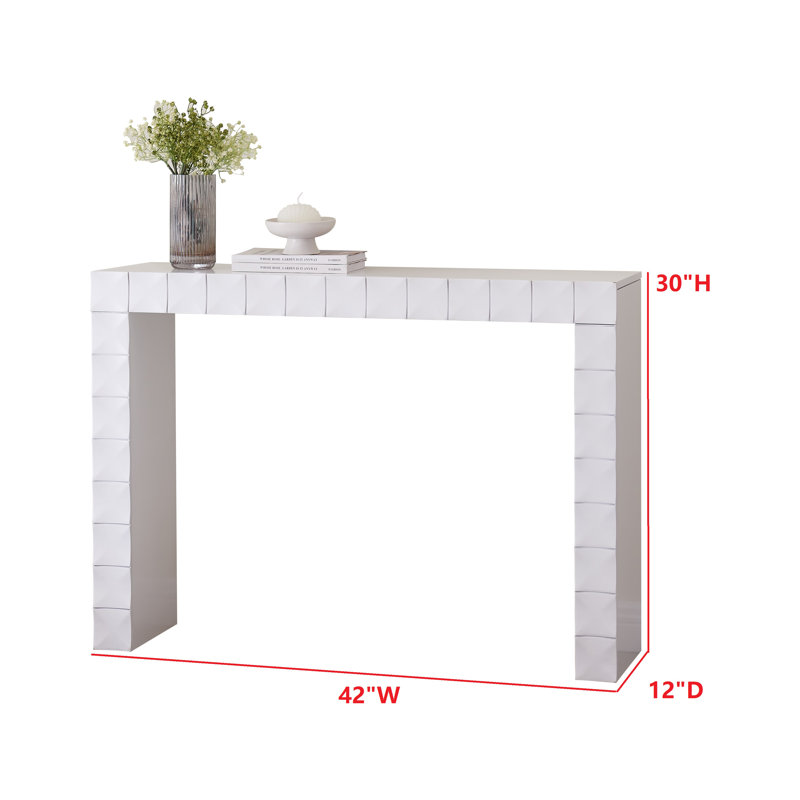 Latitude Run Wooden Console Sofa Table with Lower Shelf in White Finish Featuring Clean Rectangular Top and Slim Wood Legs for Stylish Entryway Hallway Living Room Accent Table - White