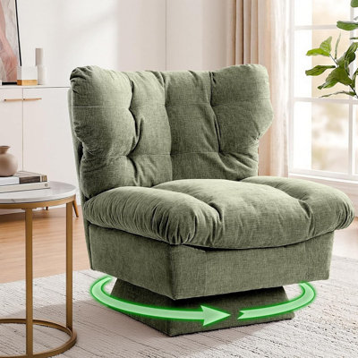 Oversized 360° Swivel Recliner Chair with High Back, Plush Fabric, 300 lbs Capacity, Tool-Free 1-Step Assembly for Living Room, Nursery