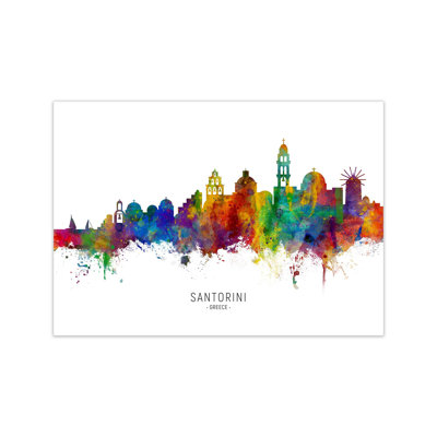 Santorini Greece Skyline by Michael Tompsett - Print