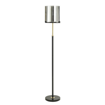 Luis - Steel Floor Lamp - Smoked Chrome Shade