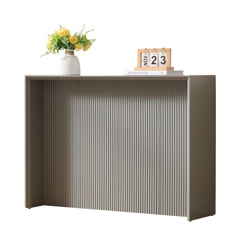 Console rectangulaire en bois avec panneau ondulé sculpté, table d'entrée ou de canapé moderne pour le salon ou le couloir