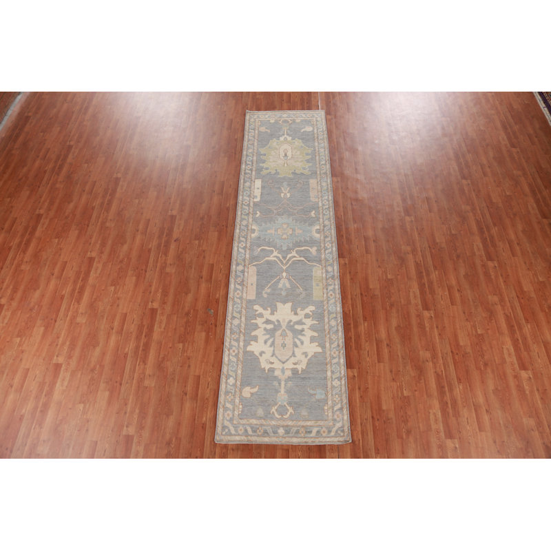 Vegetable Dye Oushak Turkish Runner Rug 3x12
