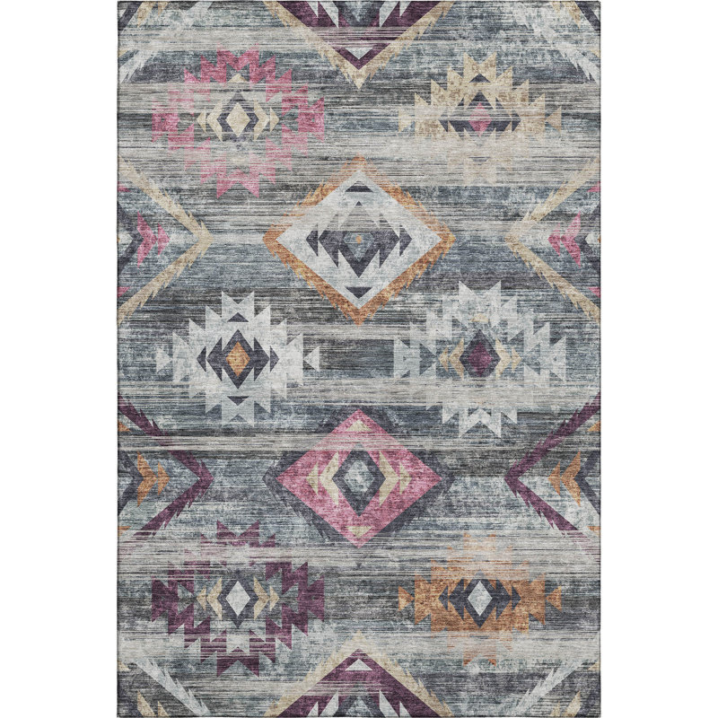 Premium Machine Washable Prisco Gray Rug, Rectangle 5' x 7'6"