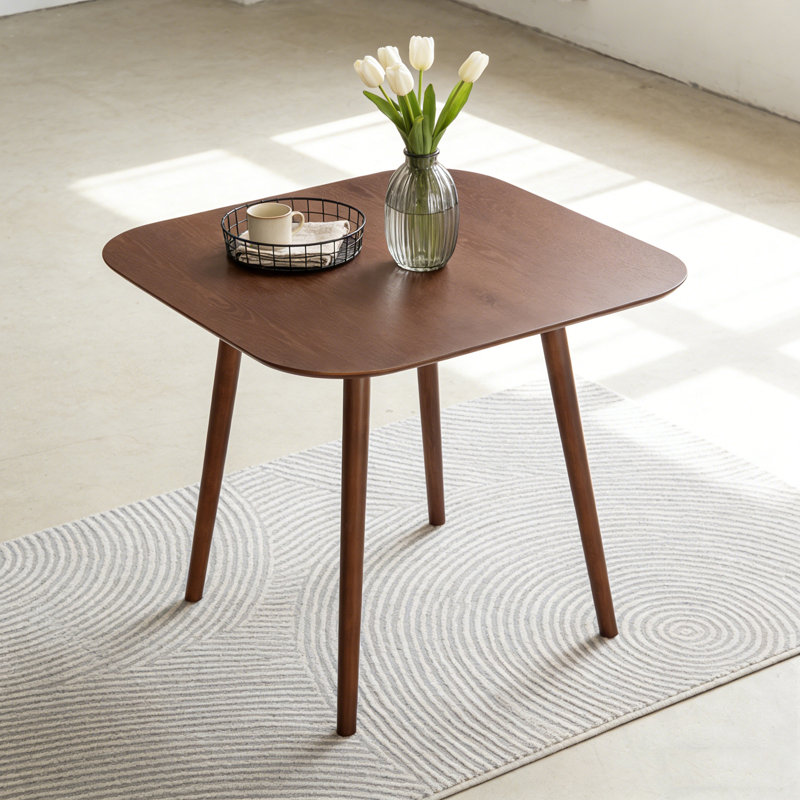 Square Dining Table With Four Sturdy Legs, Dark Natural