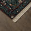 Blackthorn Machine Woven Wool Area Rug in Petrol/Orange/Black/Rust