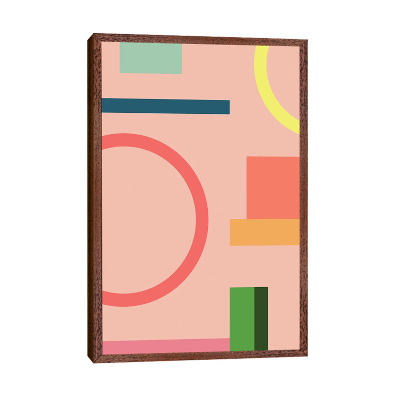Modern Geometric LXX - Print on Canvas, 152.5 cm H x 101.5 cm W, Brown Framed