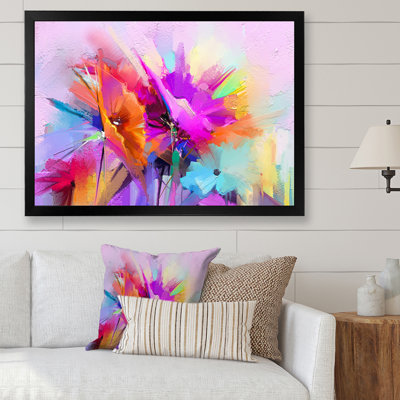 Abstract Paintbrush Spring Flower Bouquet XI - Traditional Canvas Art Print