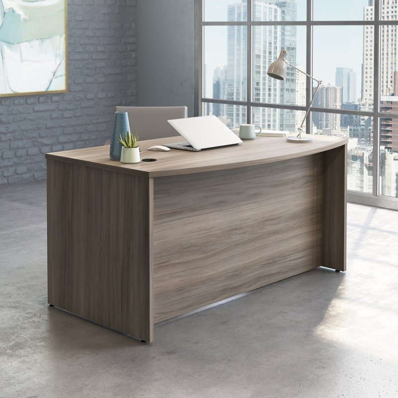 Bureau de direction Bowfront 60 po, finition brune, Brun
