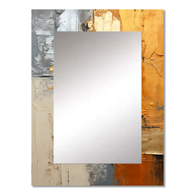Gold Grey Gleaming Geometry XV - Abstract Collages Unique Wall Mirror, Modern Mirror, Printed Metal Art