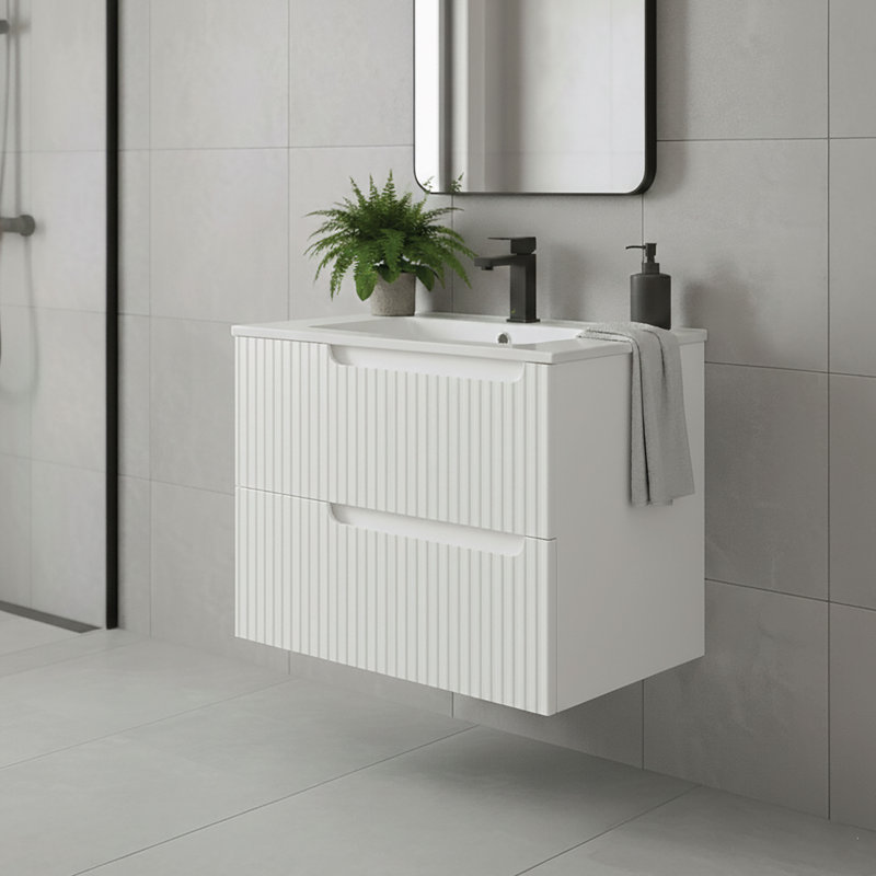 Meuble-lavabo moderne avec façades de tiroirs Citiscape, Blanc