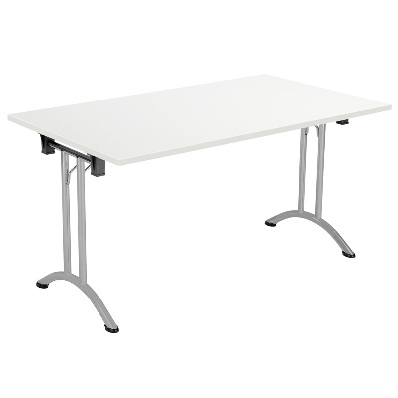 Buariki Rectangle Modular Training Table, 72.5cm H x 140cm W x 80cm D, Silver, White