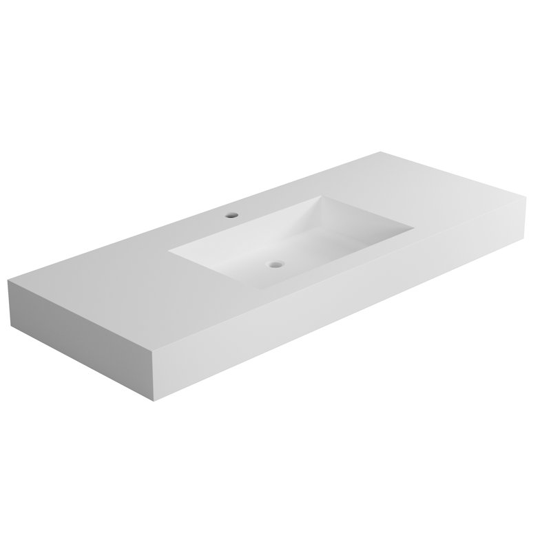 Bathroom Vanity Sink Of Stone Resin Solid Surface - 47.91 In Deep, 18.86 Wide, 4.19 High, 56.15 Lb Adaptable To Arrangements, Stain Material, Wall/ Countertop Setup, Clean Cut Design, Smooth Drainage
